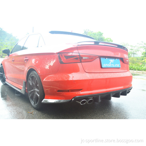 JC Sportline Carbon Fiber Car Rear Diffuser for Audi A3 8V SLINE/S3 Sedan 4-Door 2014-2016